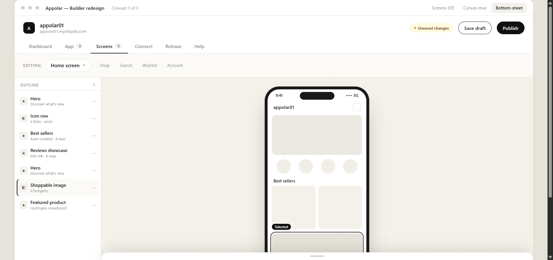 The Appolar branding editor with a phone preview