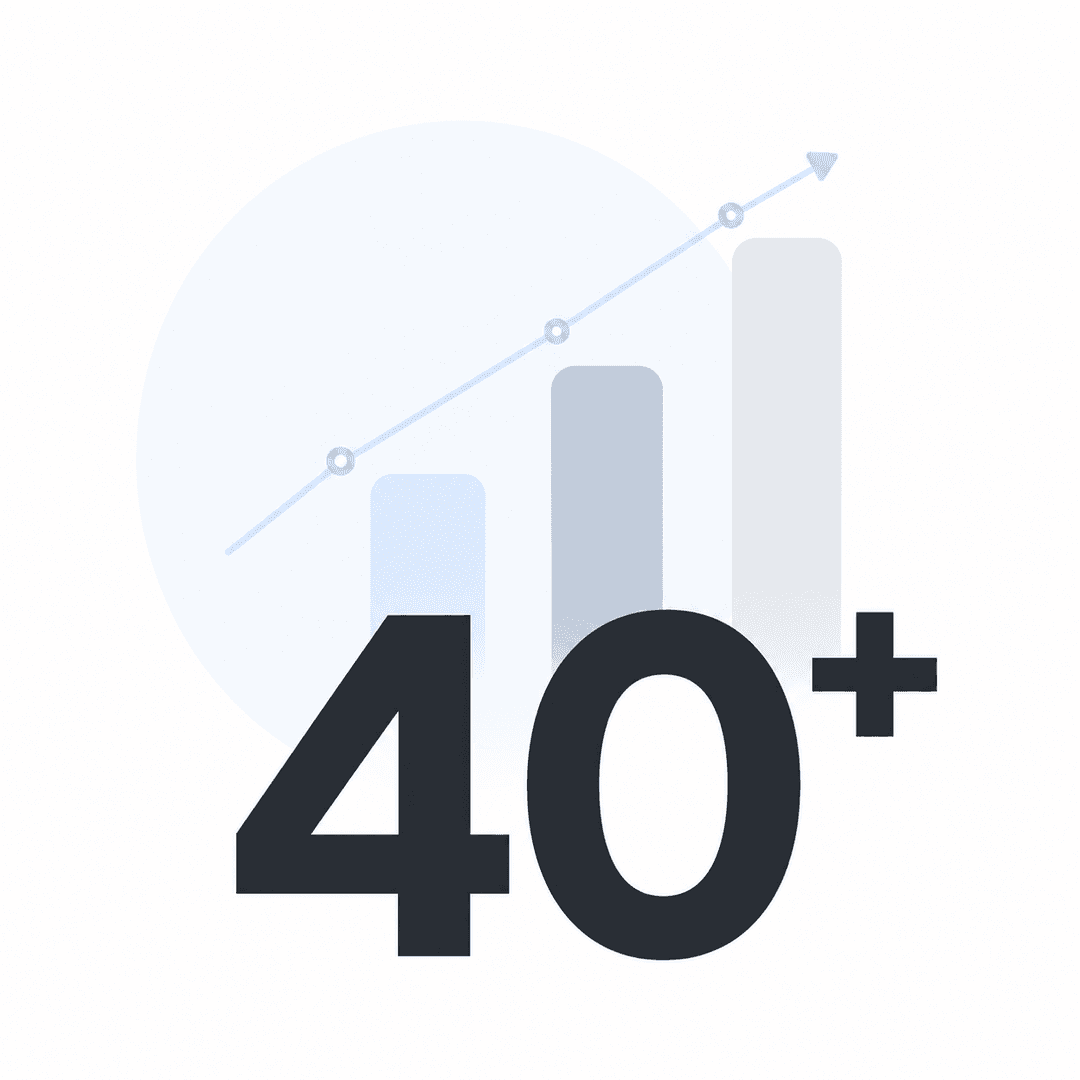40 plus metric with a rising chart
